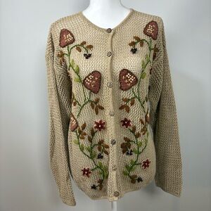 Vintage Jantzen Hand Embroidered Cottagecore Cardigan Womens Artsy Sweater